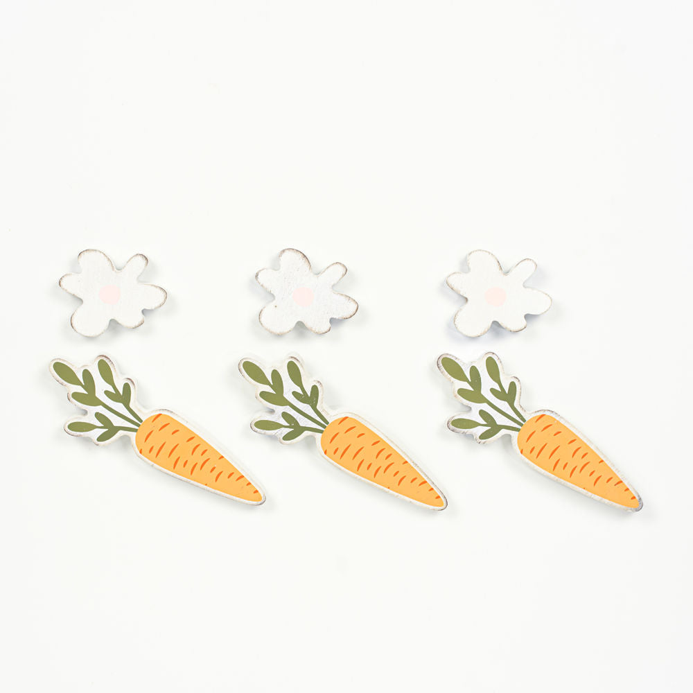 Carrots &amp; Flowers | Love In Bloom Collection | 5x2x.35 wood shapes set of six