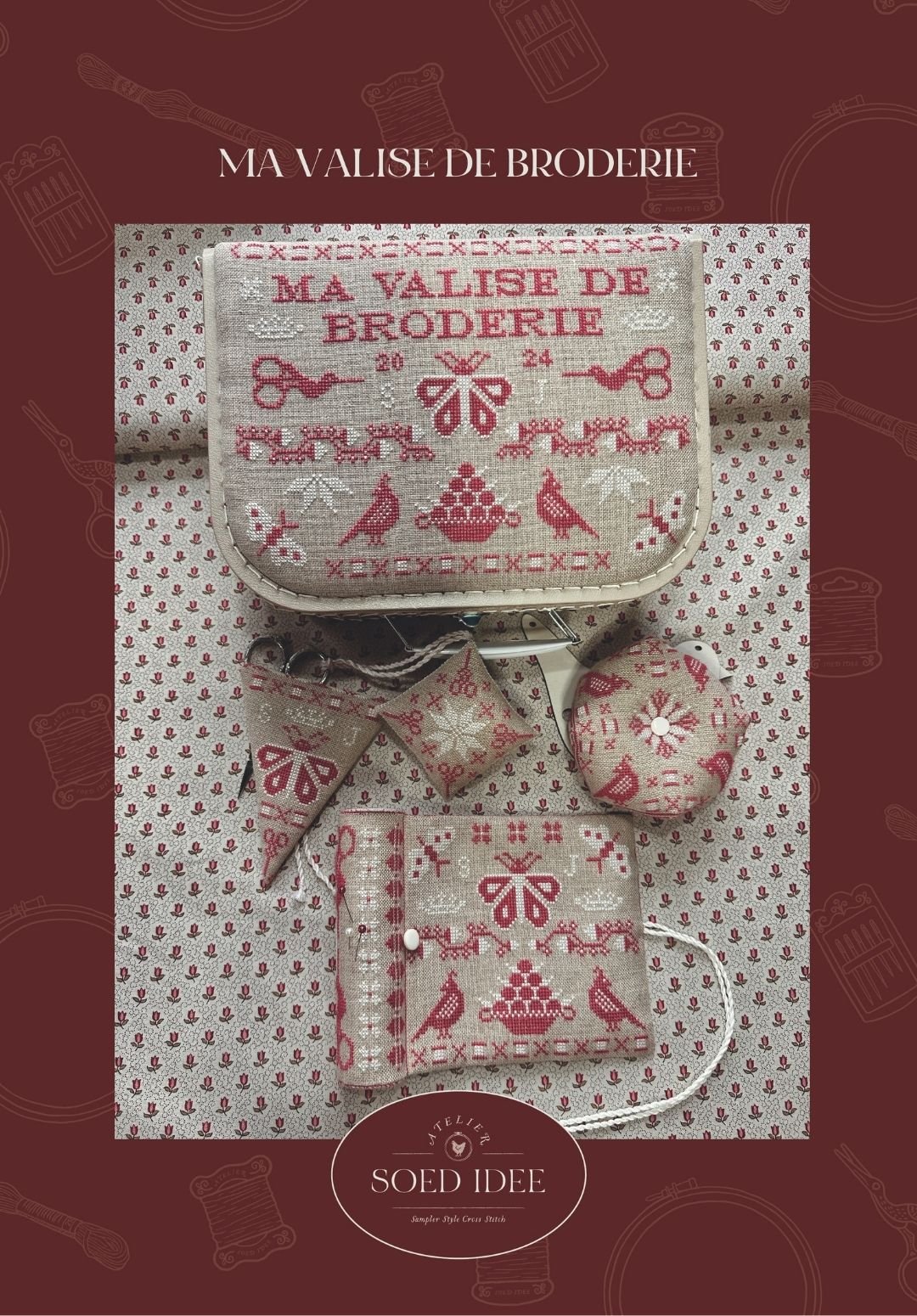PRE-ORDER - Ma Valise de Broderie Cross Stitch by Atelier Soed Idee - Paper Pattern