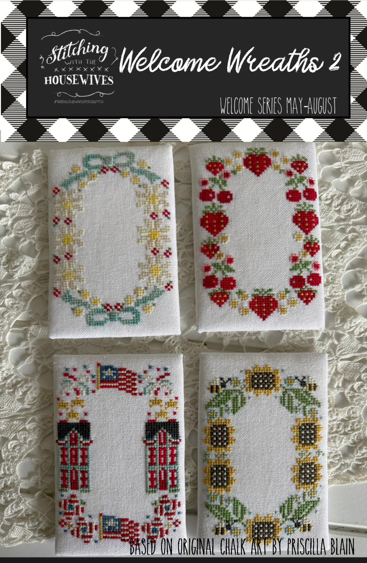 Welcome Wreaths #2 Cross Stitch by Stitching with the Housewives - Paper Pattern