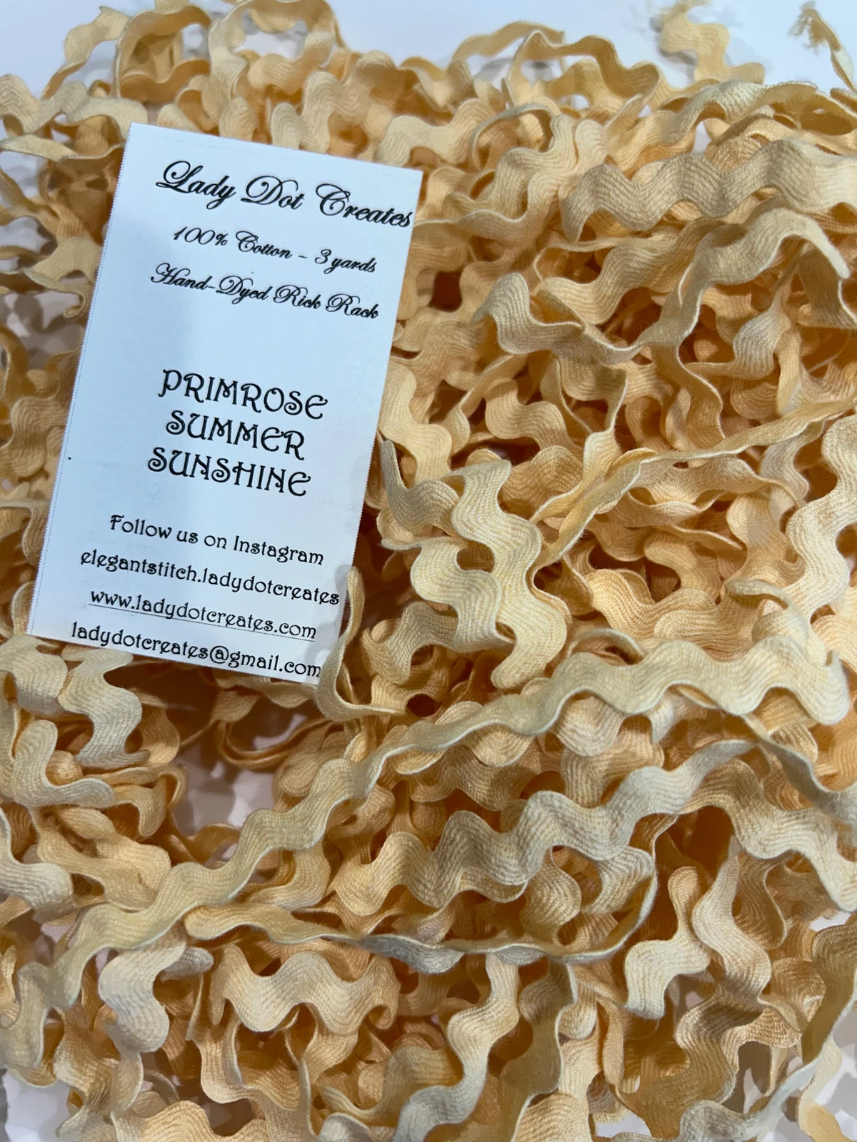 Ric Rac Trim - Primrose Summer Sunshine Hand-Dyed 100% Cotton Half Inch by Lady Dot Creates