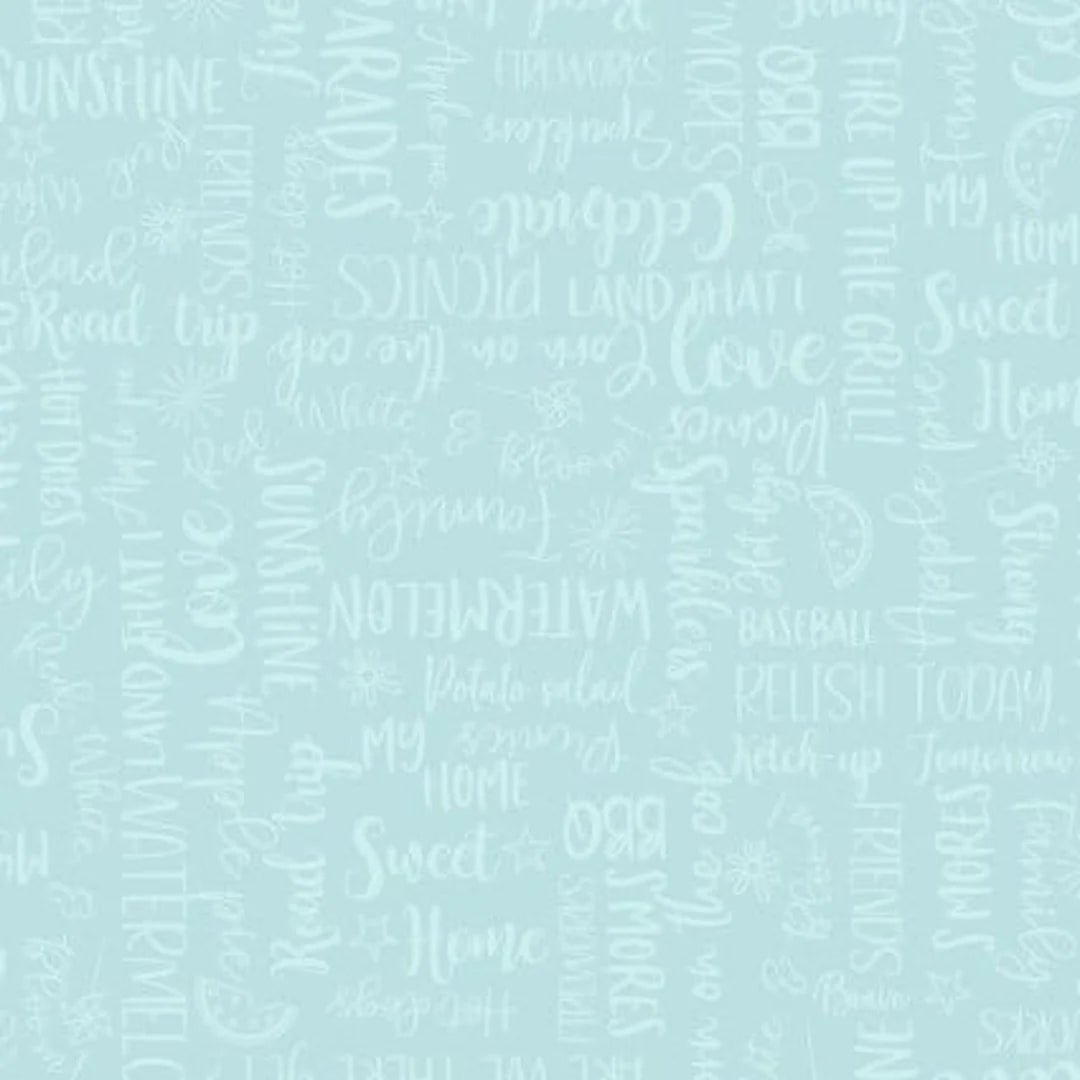 Red, White, & Bloom | MAS9907-Q | Words - Aqua