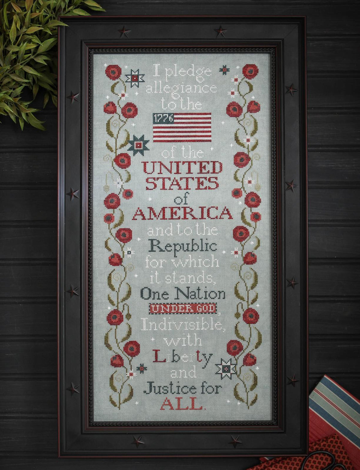 PRE-ORDER - The Pledge of Allegiance Cross Stitch by Plum Street Samplers - Paper Pattern