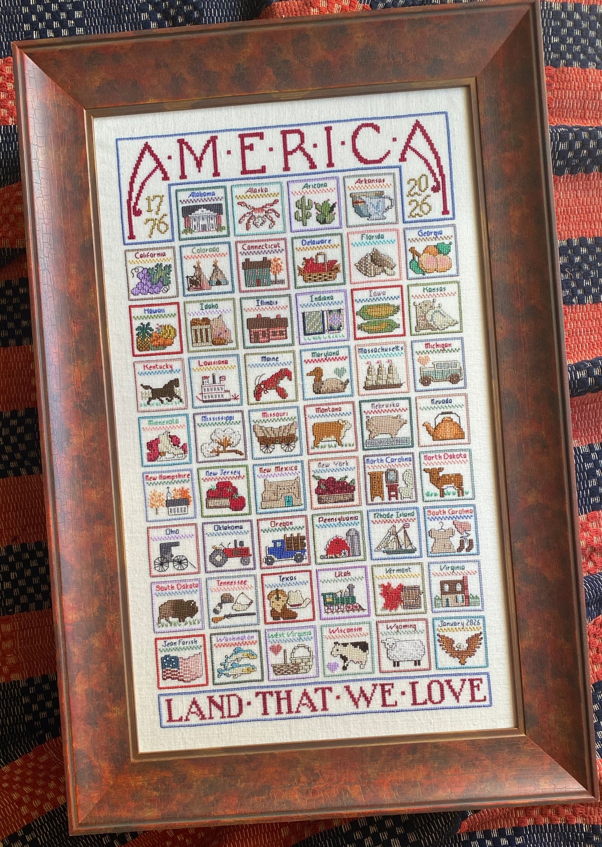 America Land That We Love Cross Stitch by Jean Farish Needleworks - Paper Pattern