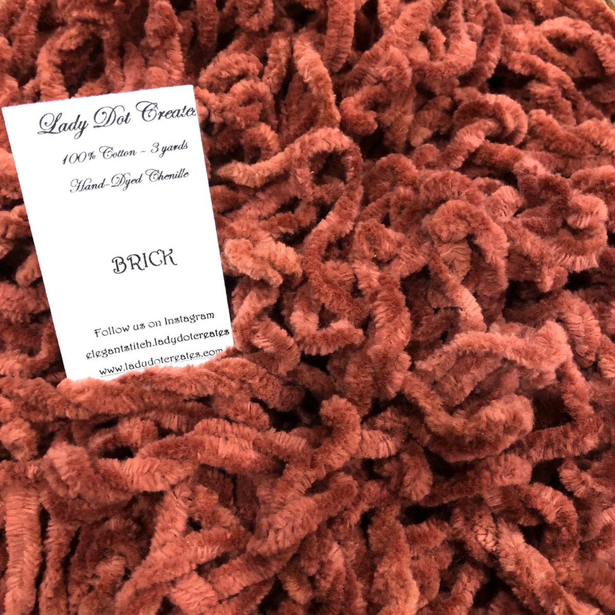 Chenille Trim - Brick Hand-Dyed 100% Cotton  by Lady Dot Creates