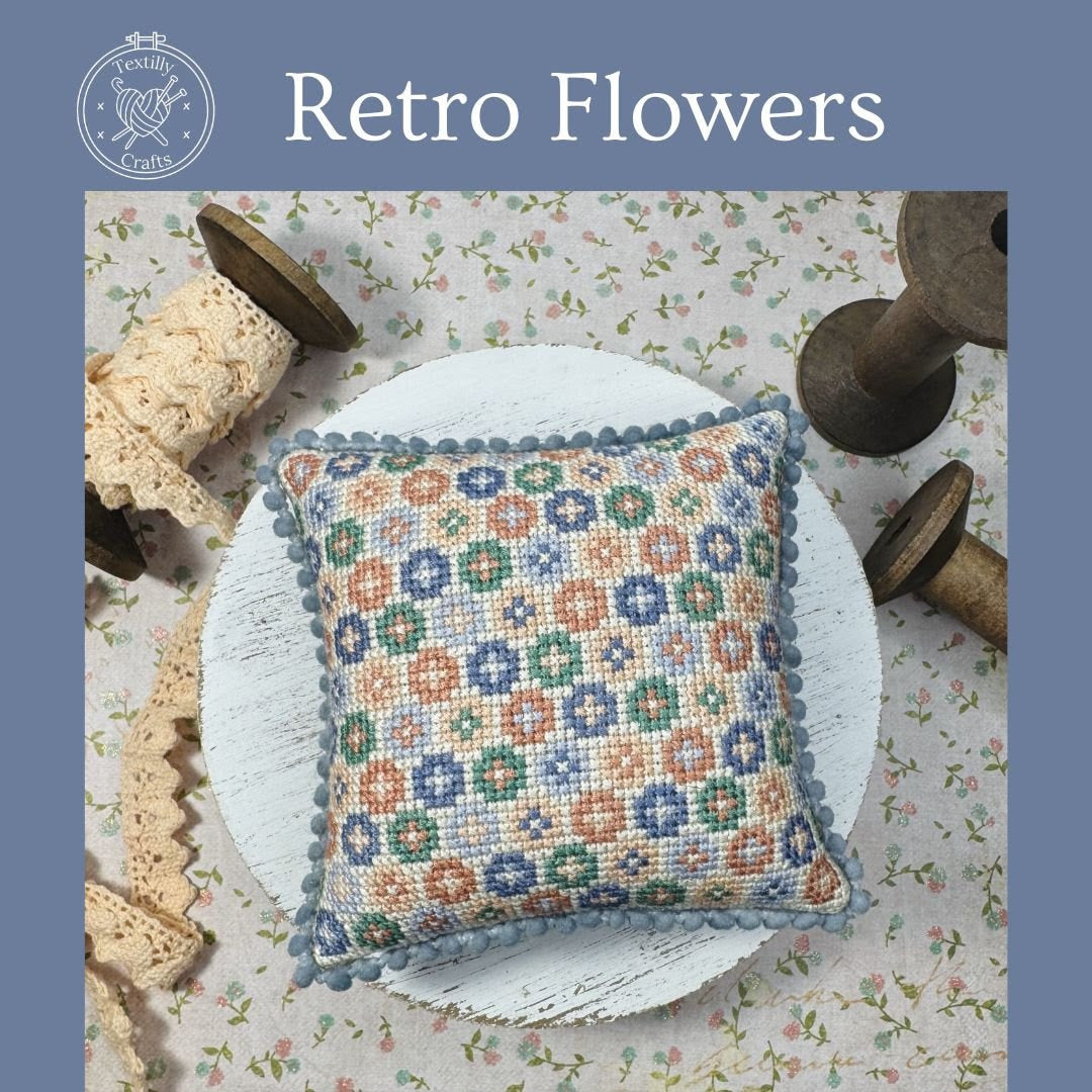 Pre-Order - Retro Flowers Cross Stitch by Textilly Crafts - Paper Pattern