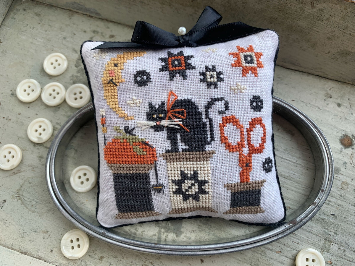 Halloween Spools Pinkeep Cross Stitch by Stitches By Ethel - Paper Pattern