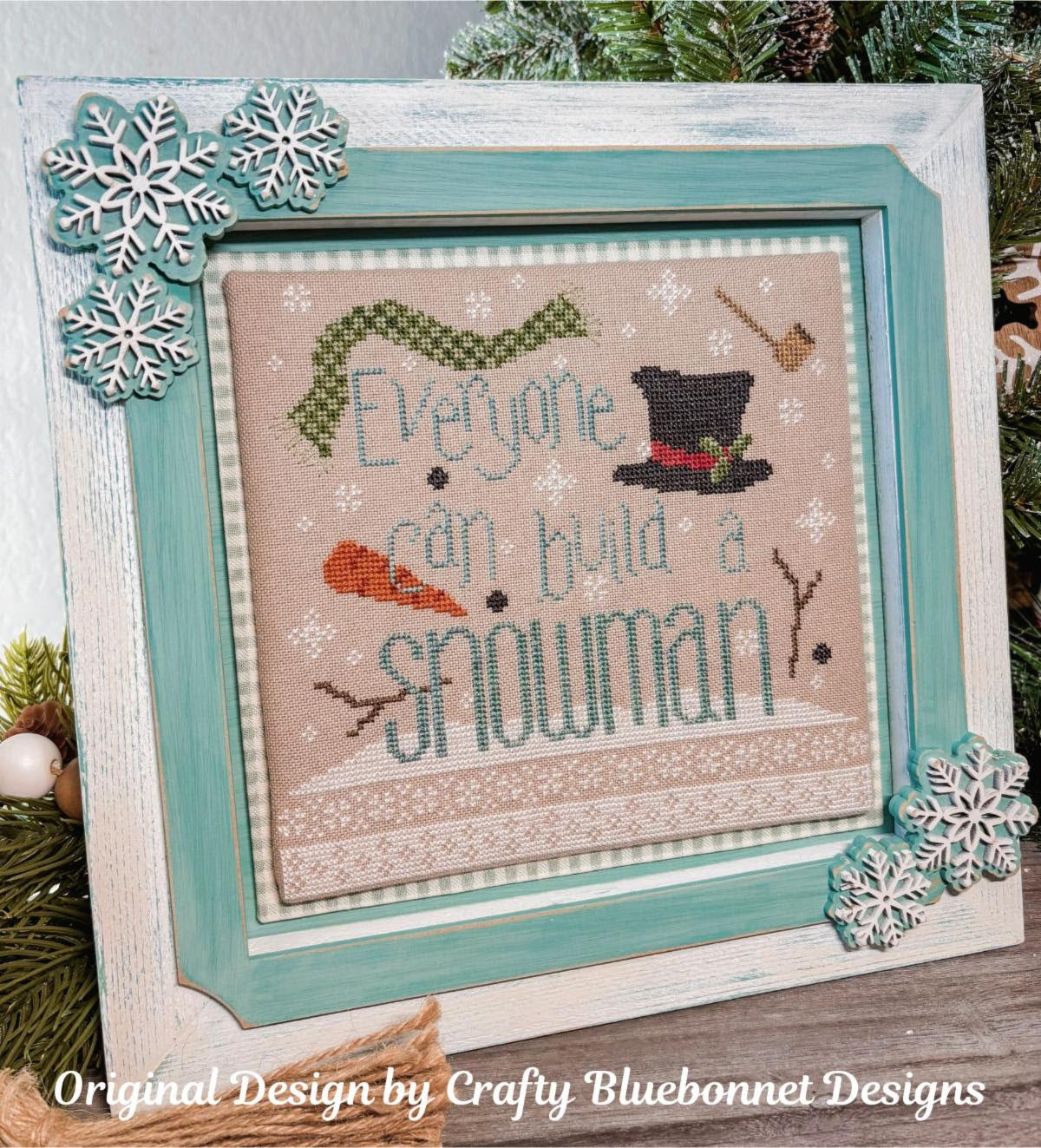 Everyone Can Build a Snowman Cross Stitch by Crafty Bluebonnet Designs - Paper Pattern