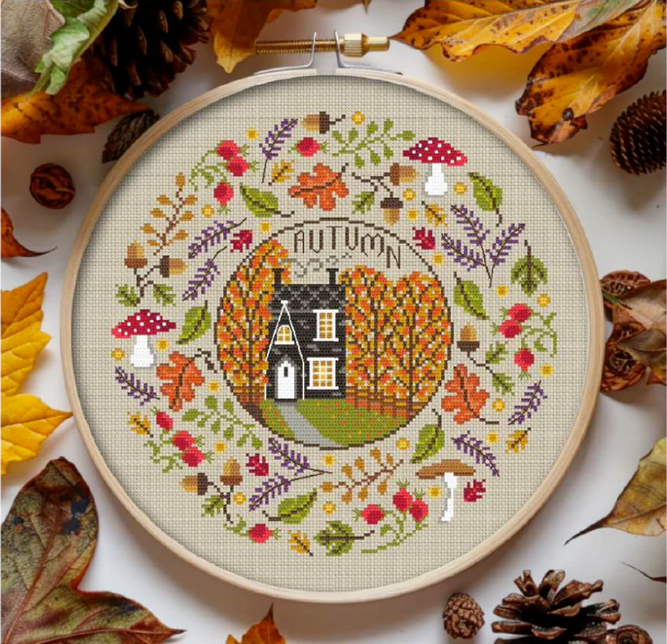 Seasonal Circles: Autumn Cross Stitch by Little Dove Designs - Paper Pattern