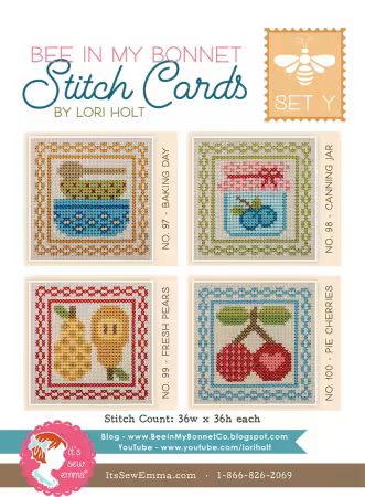 Bee In My Bonnet Stitch Card Set Y Cross Stitch by Lori Holt Paper Pattern