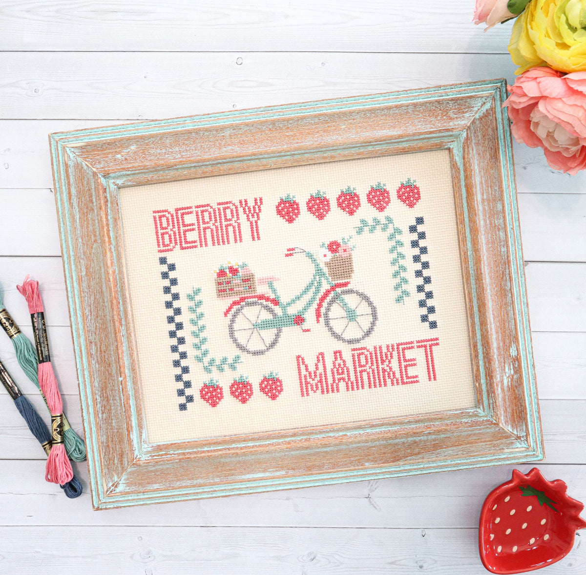 Pre-Order - Berry Market Cross Stitch by Flamingo Toes - Paper Pattern