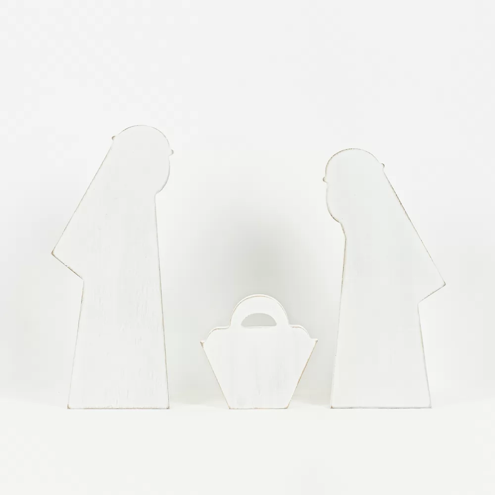 Nativity (white) | Mid Century Christmas Collection | 15x12x1.5 wood cutout set of three | 75478