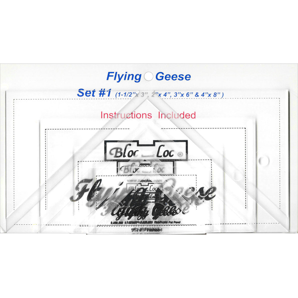Flying Geese Ruler Set #1 (1-1/2" x 3", 2" x 4", 3" x 6" & 4" x 8")