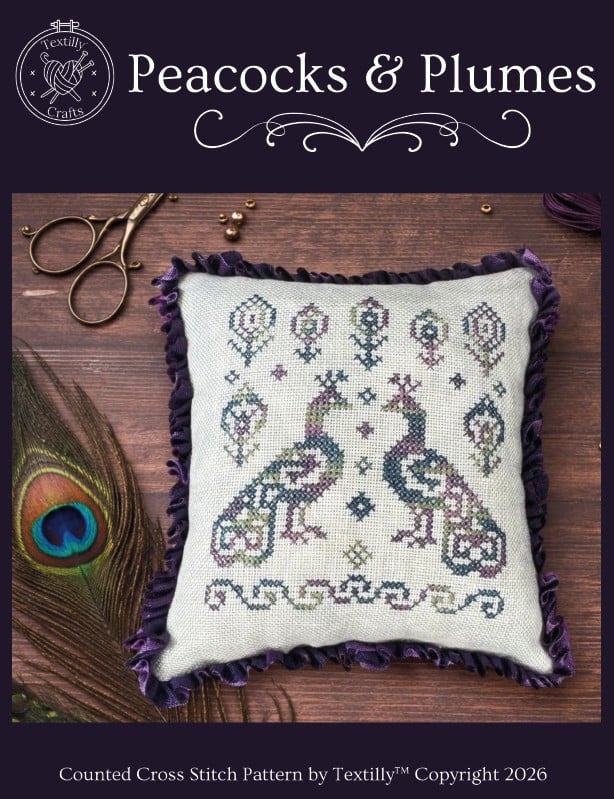 Peacocks & Plumes Cross Stitch by Textilly Crafts - Paper Pattern