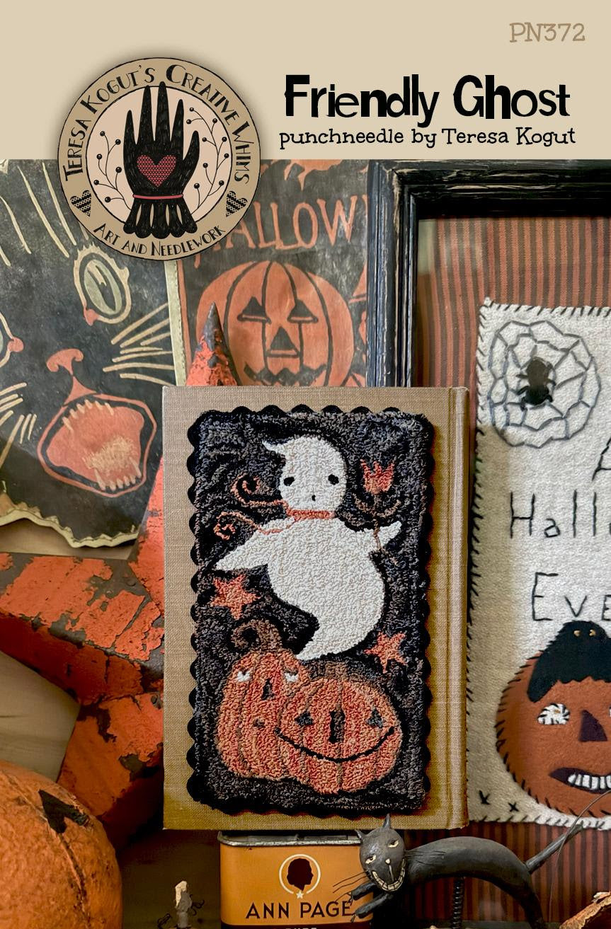 Friendly Ghost Punchneedle Embroidery by Teresa Kogut - Paper Pattern
