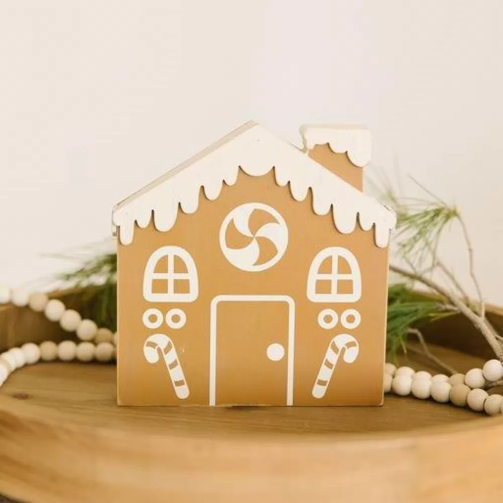 Gingerbread | Feeling Frosty Collection | 7x7x1.25 reversible wood cutout house | 71189