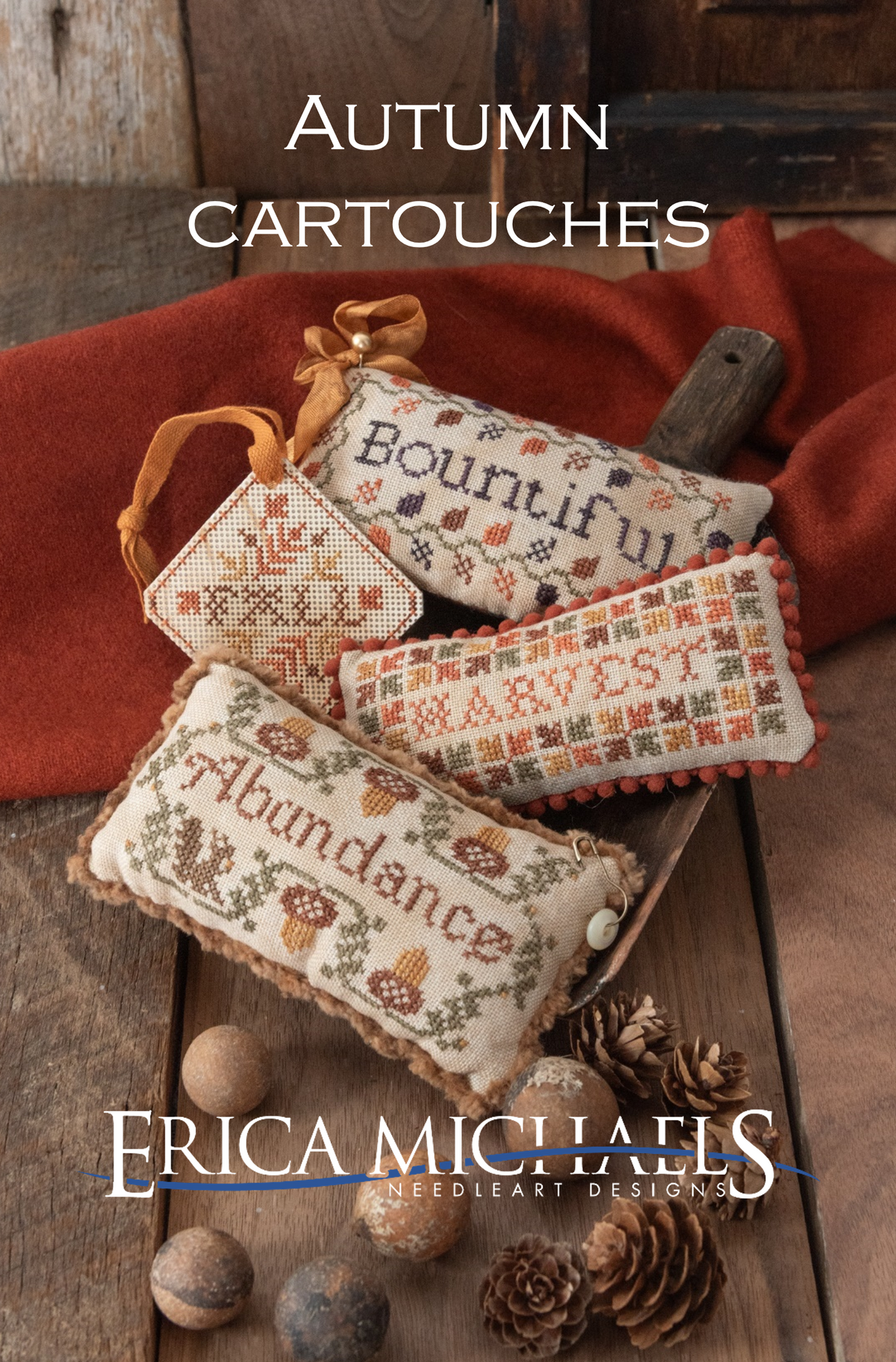 Autumn Cartouches Cross Stitch by Erica Michaels - Paper Pattern