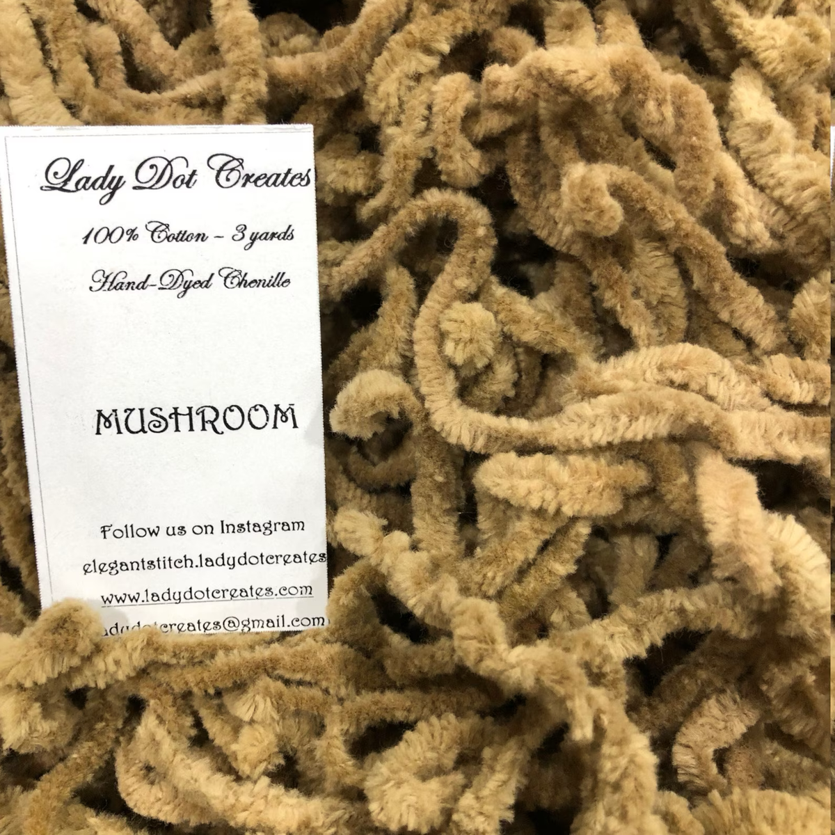 Chenille Trim - Mushroom Hand-Dyed 100% Cotton  by Lady Dot Creates