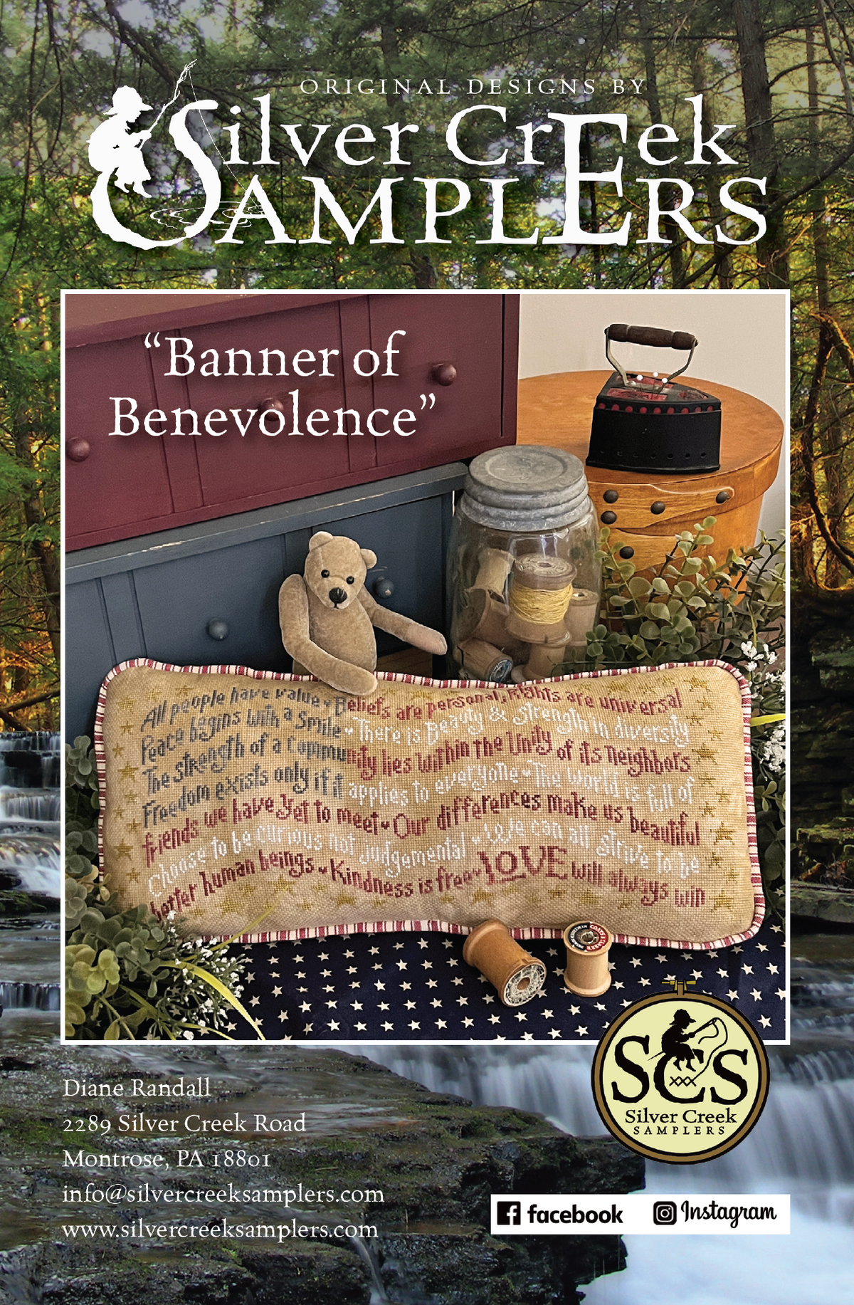 PRE-ORDER - Banner of Benevolence Cross Stitch by Silver Creek Samplers - Paper Pattern