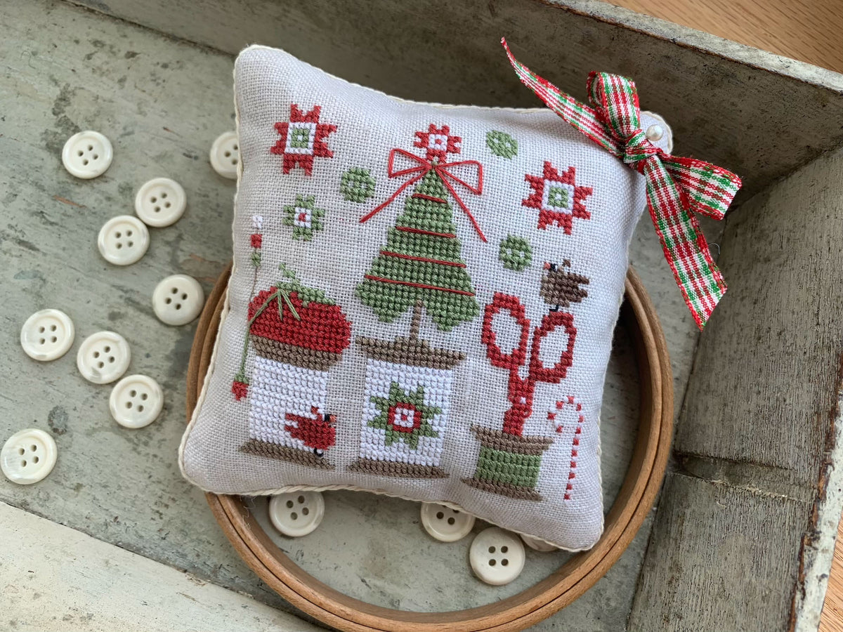 Christmas Spools Pinkeep Cross Stitch by Stitches By Ethel - Paper Pattern