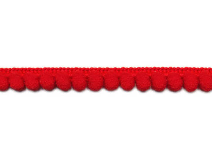 Baby Pom Pom Trim Fringe, 3/8 inch - Red