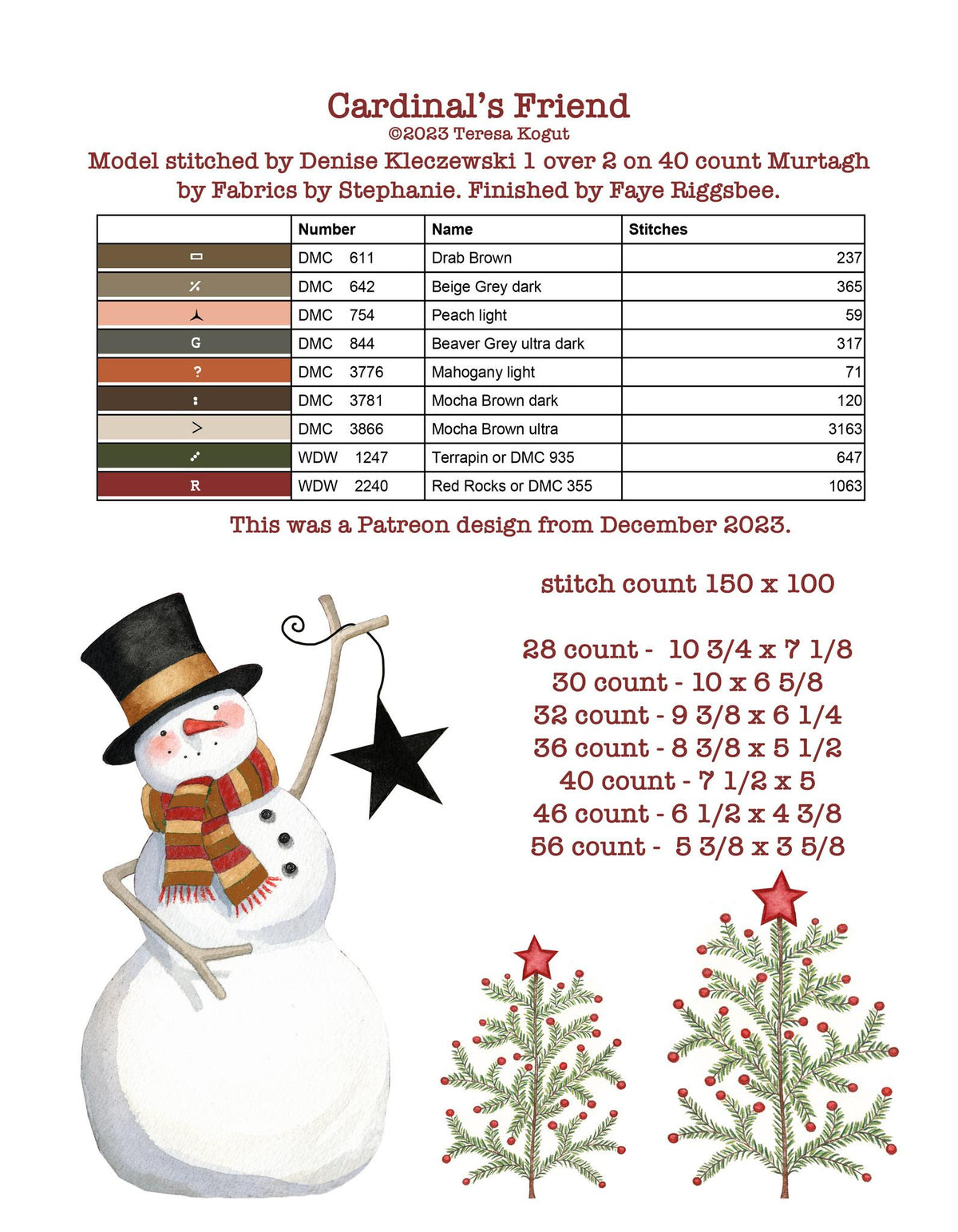 Hello Winter Booklet Cross Stitch by Teresa Kogut - Paper Pattern