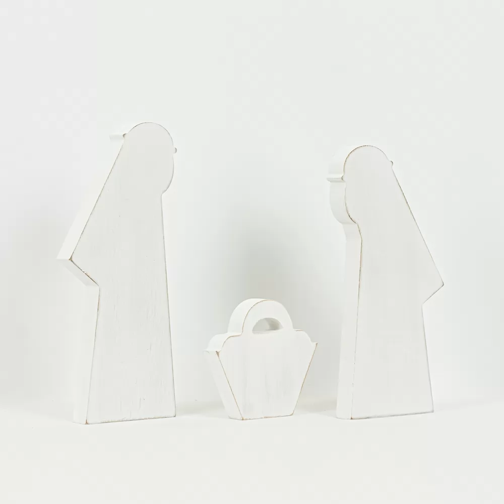 Nativity (white) | Mid Century Christmas Collection | 15x12x1.5 wood cutout set of three | 75478