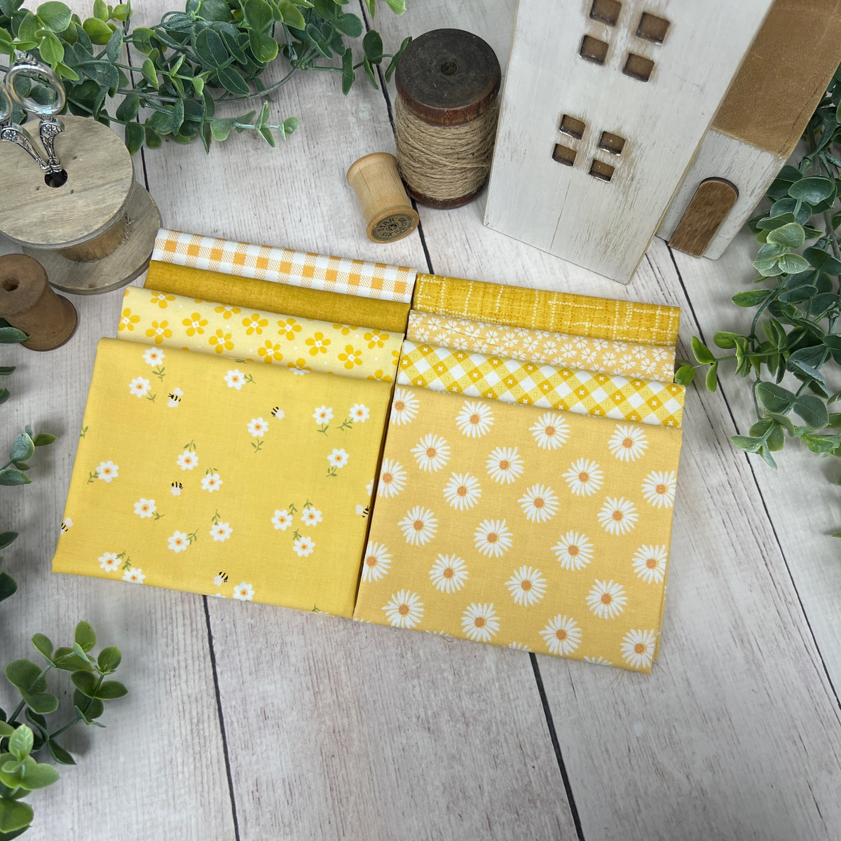 Sunshine Yellow 8 Fat Quarters curated by Primrose Cottage FQB-137
