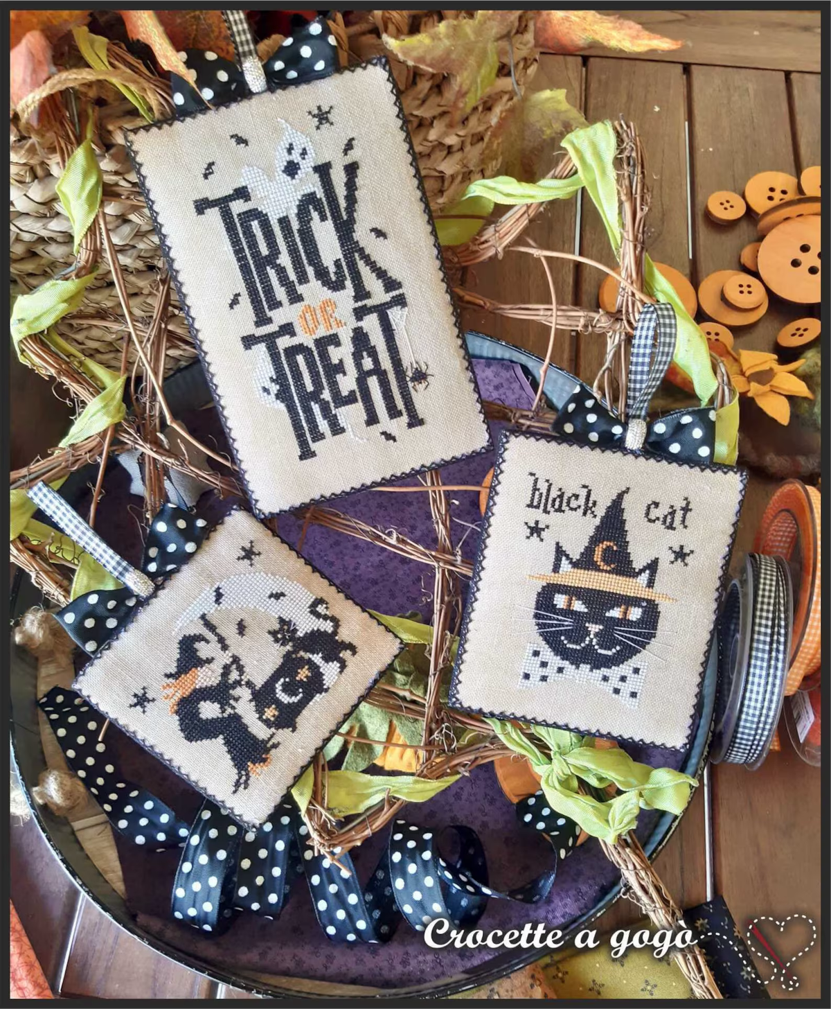 Halloween Black Set Cross Stitch by Crocette A Gogò - Paper Pattern