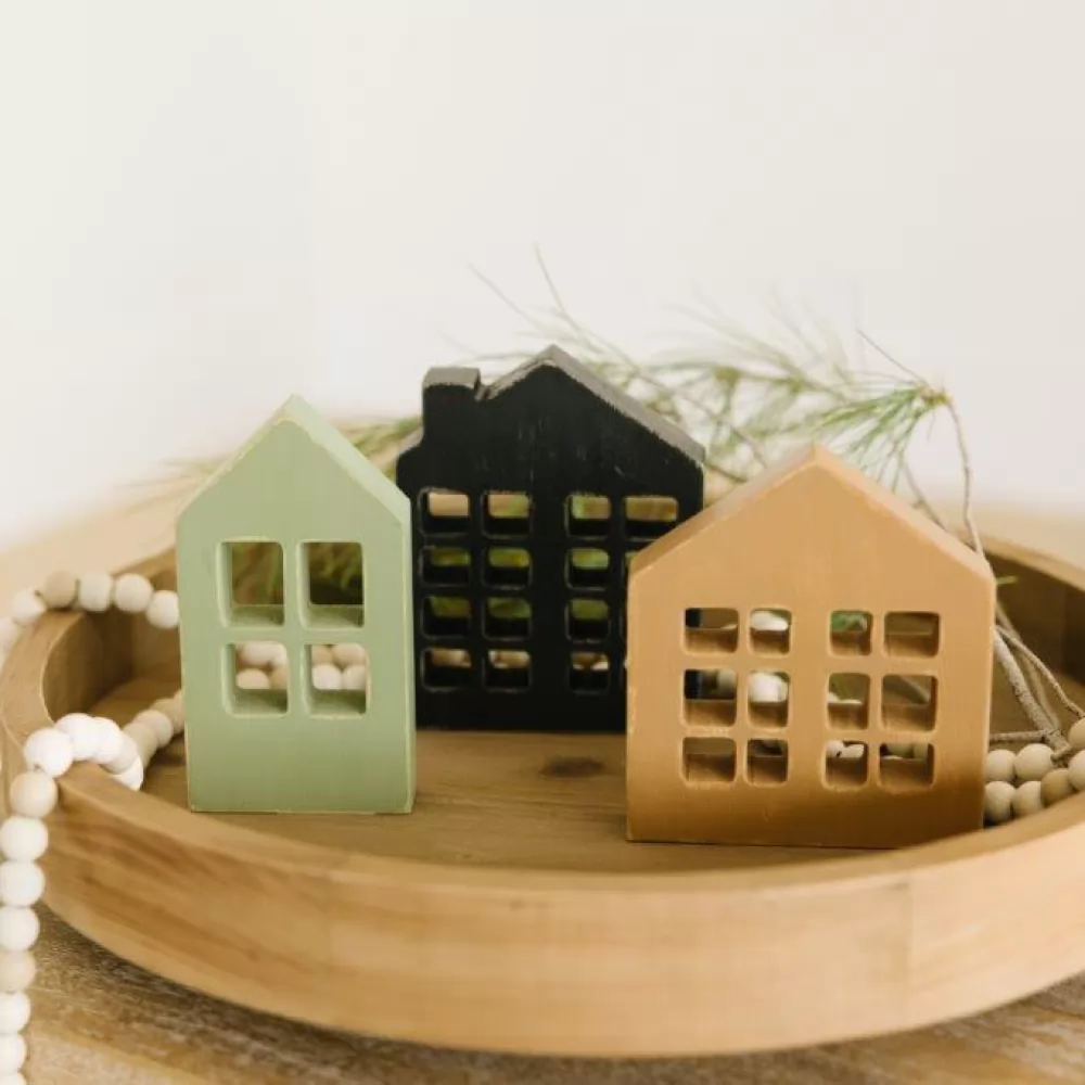 Houses | Feeling Frosty Collection | 3x6x1 wood cutout houses set of three | 71187