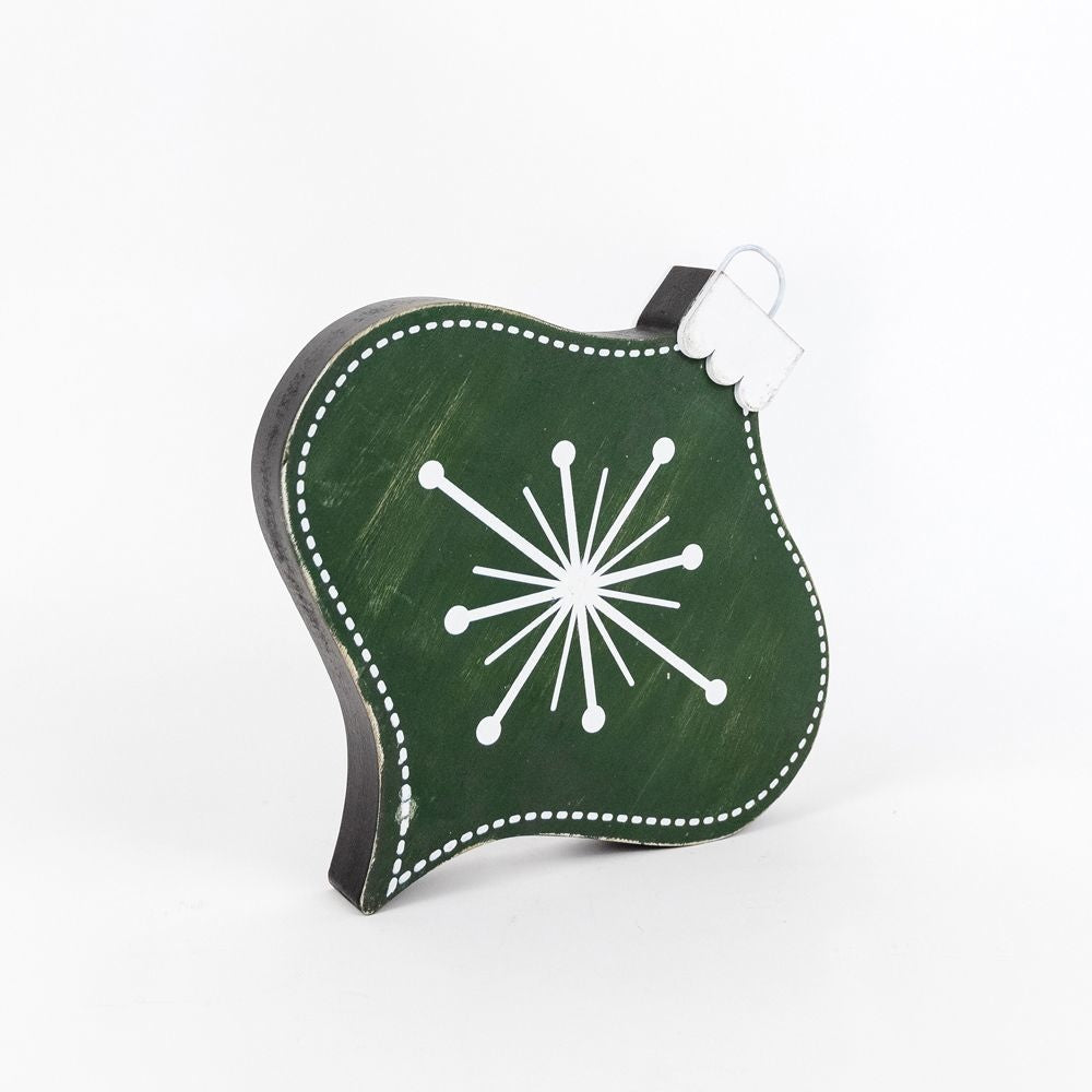 Teardrop Ornament | Mid Century Christmas Collection | 8x8x1.5 rvsbl wd shp (green, black, white) | 75422
