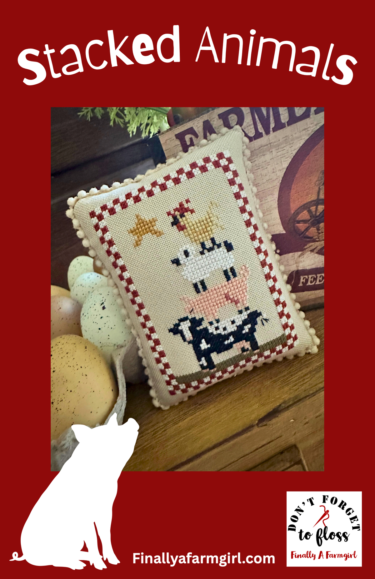 Stacked Animals Cross Stitch by Finally a Farmgirl - Paper Pattern
