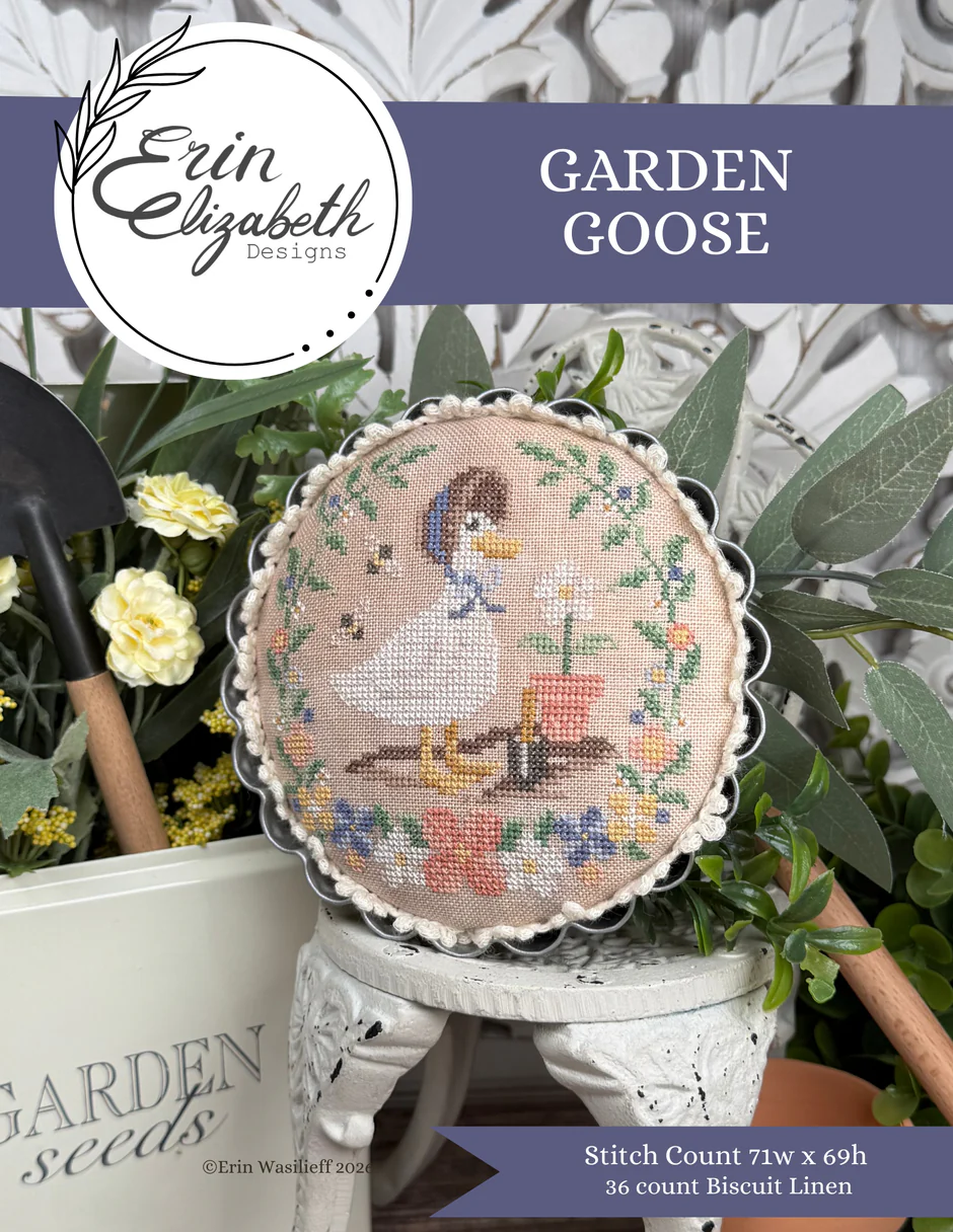 Garden Goose Cross Stitch by Erin Elizabeth - Paper Pattern