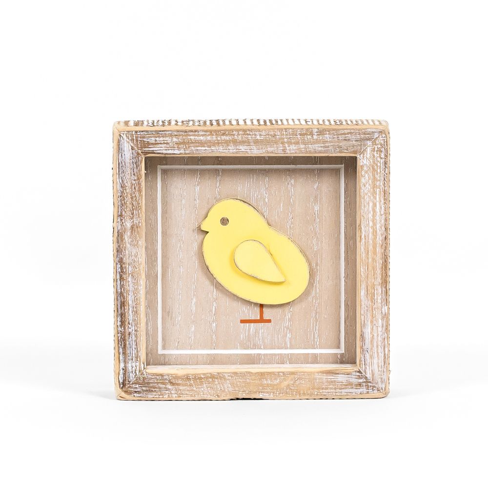 Chick/Peeps | Cottontail Collection | 5x5x1.5 reversible wood frame sign | 35002