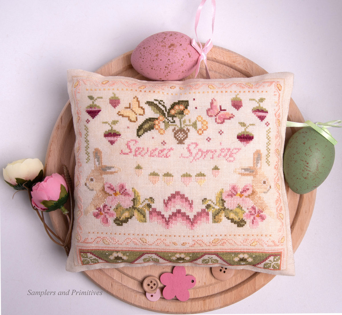 Pre-Order - Sweet Spring Cross Stitch by Samplers and Primitives - Paper Pattern