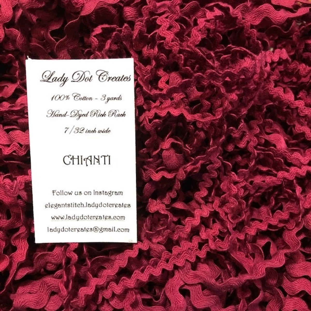 Ric Rac Trim - Chianti Hand-Dyed 100% Cotton Half Inch by Lady Dot Creates