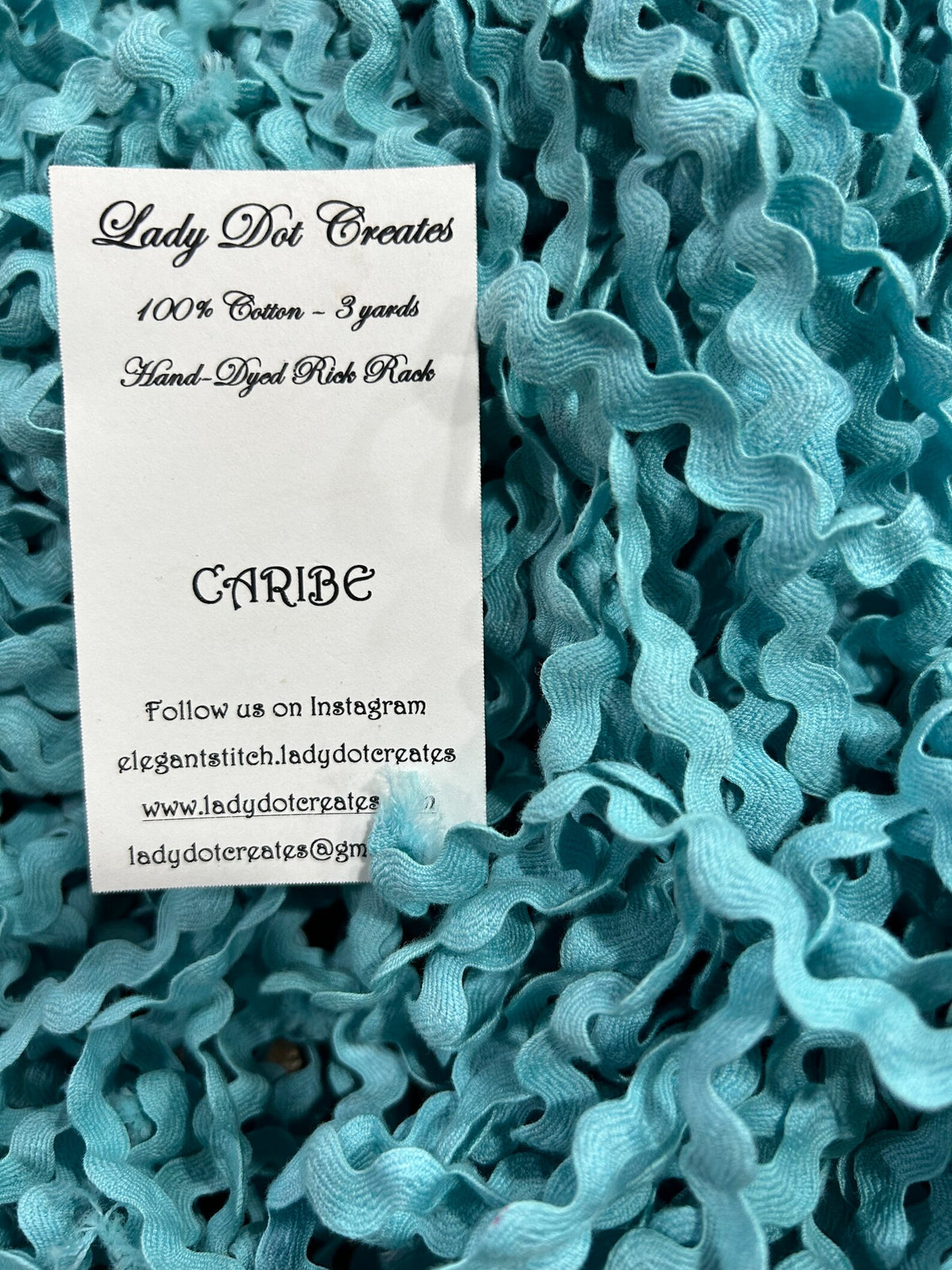 Ric Rac Trim - Caribe Hand-Dyed 100% Cotton Half Inch by Lady Dot Creates