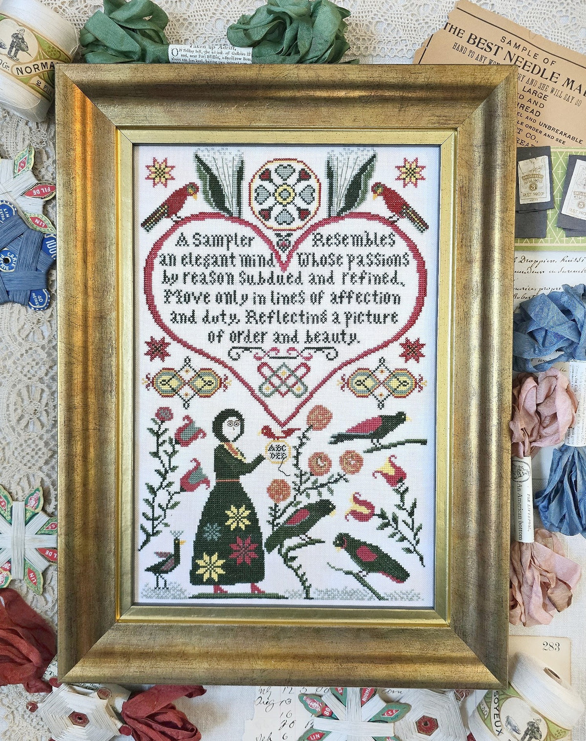 Pre-Order - Affection &amp; Duty Sampler Cross Stitch by Kathy Barrick - Paper Pattern