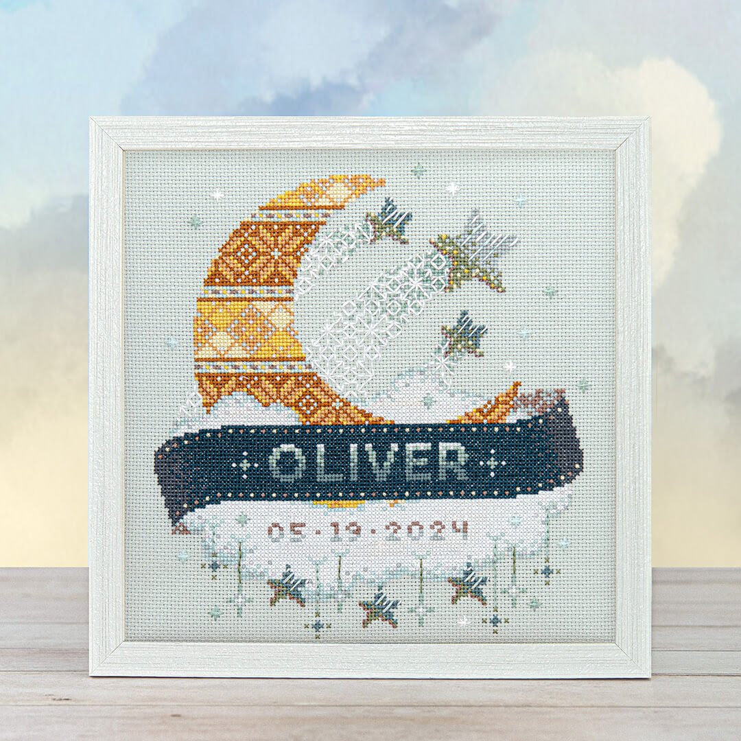 Pre-Order - Modern Baby Sampler: Moon + Stars Cross Stitch by  Counting Puddles - Paper Pattern