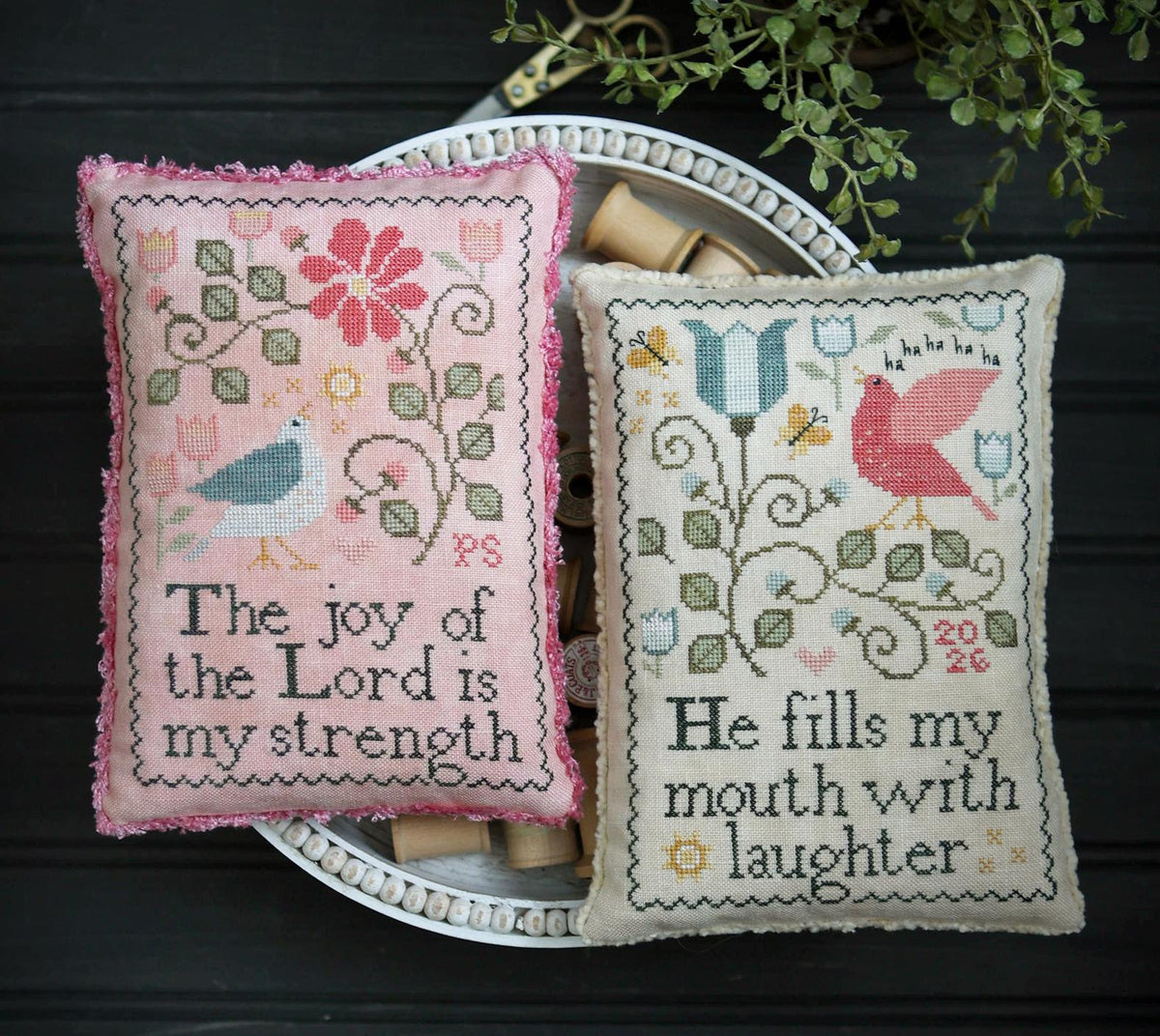Strength and Laughter Cross Stitch by Plum Street Samplers - Paper Pattern