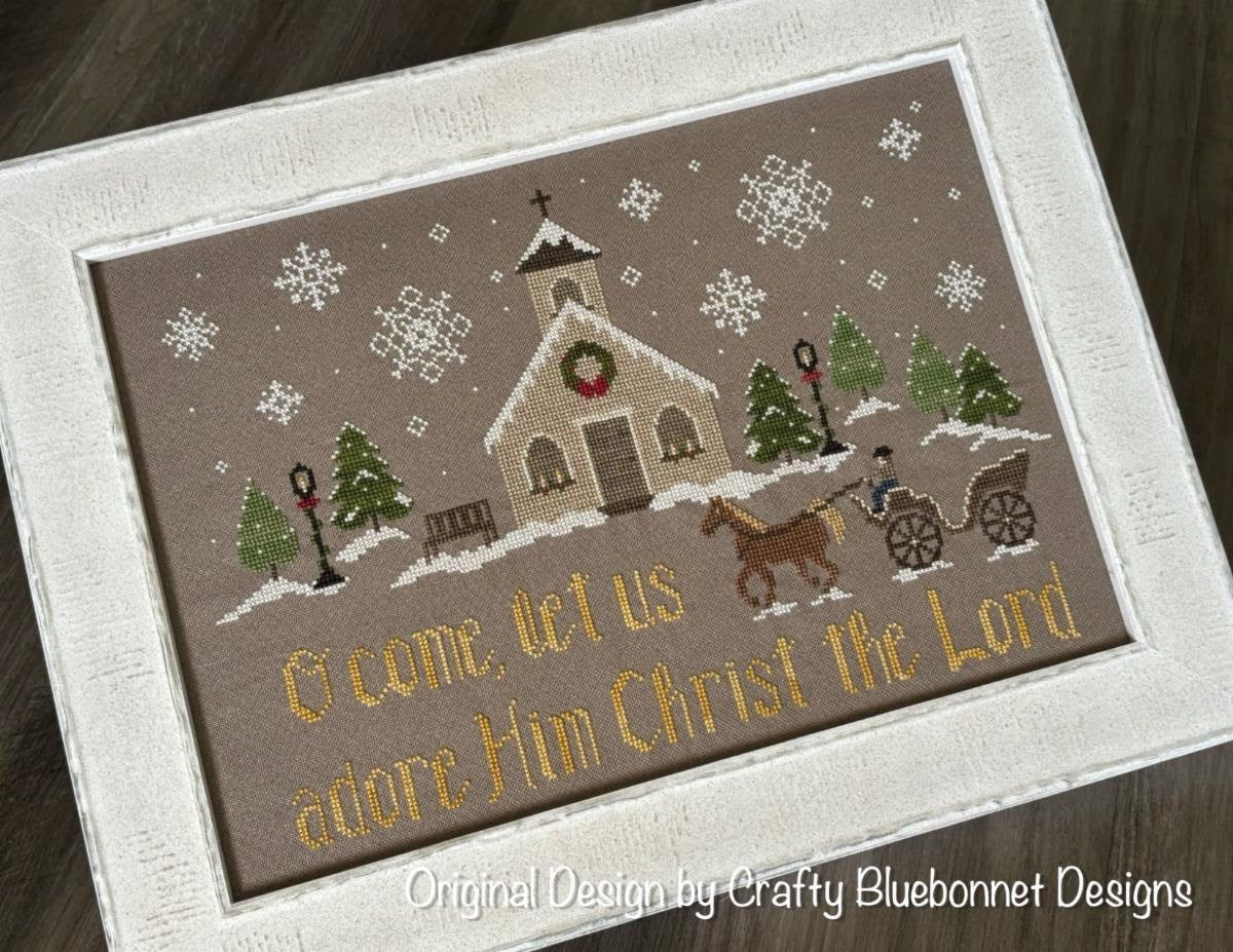 Pre-Order - Christmas Village Church Cross Stitch by Crafty Bluebonnet Designs - Paper Pattern