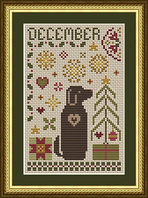 December Dog Cross Stitch by Happiness is Heartmade - Paper Pattern