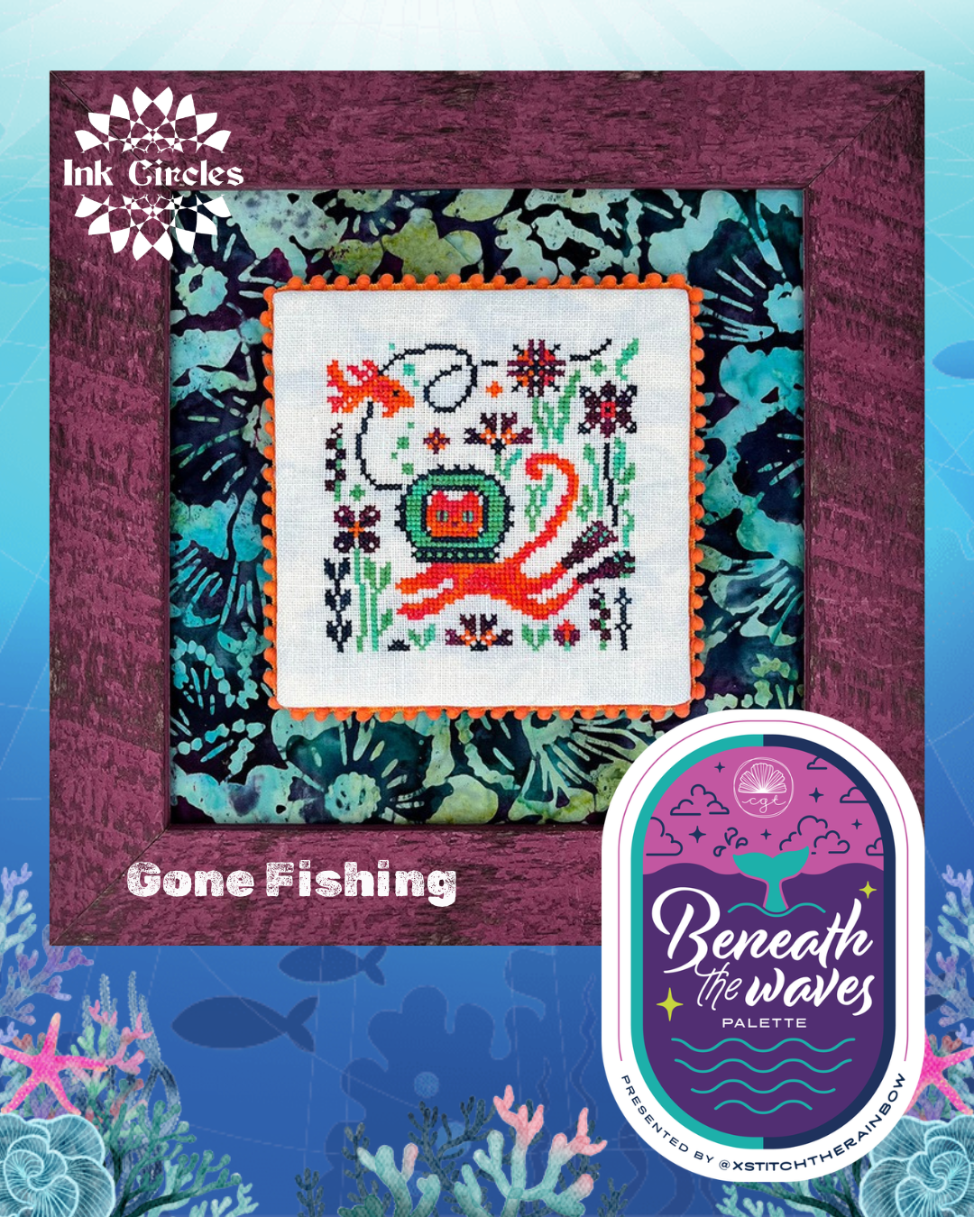 PRE-ORDER - Gone Fishing Cross Stitch by Ink Circles - Paper Pattern
