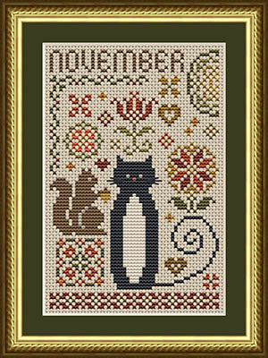 November Cat Cross Stitch by Happiness is Heartmade - Paper Pattern