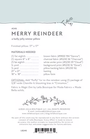 Merry Reindeer Quilt Pattern by Lella Boutique - Paper Pattern