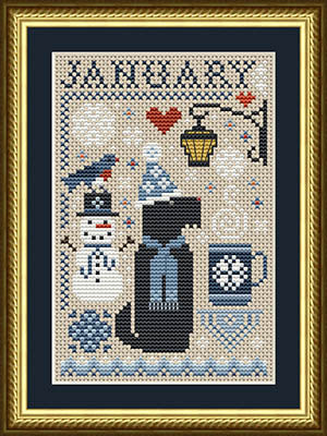 Scottie January Dog Cross Stitch by Happiness is Heartmade - Paper Pattern