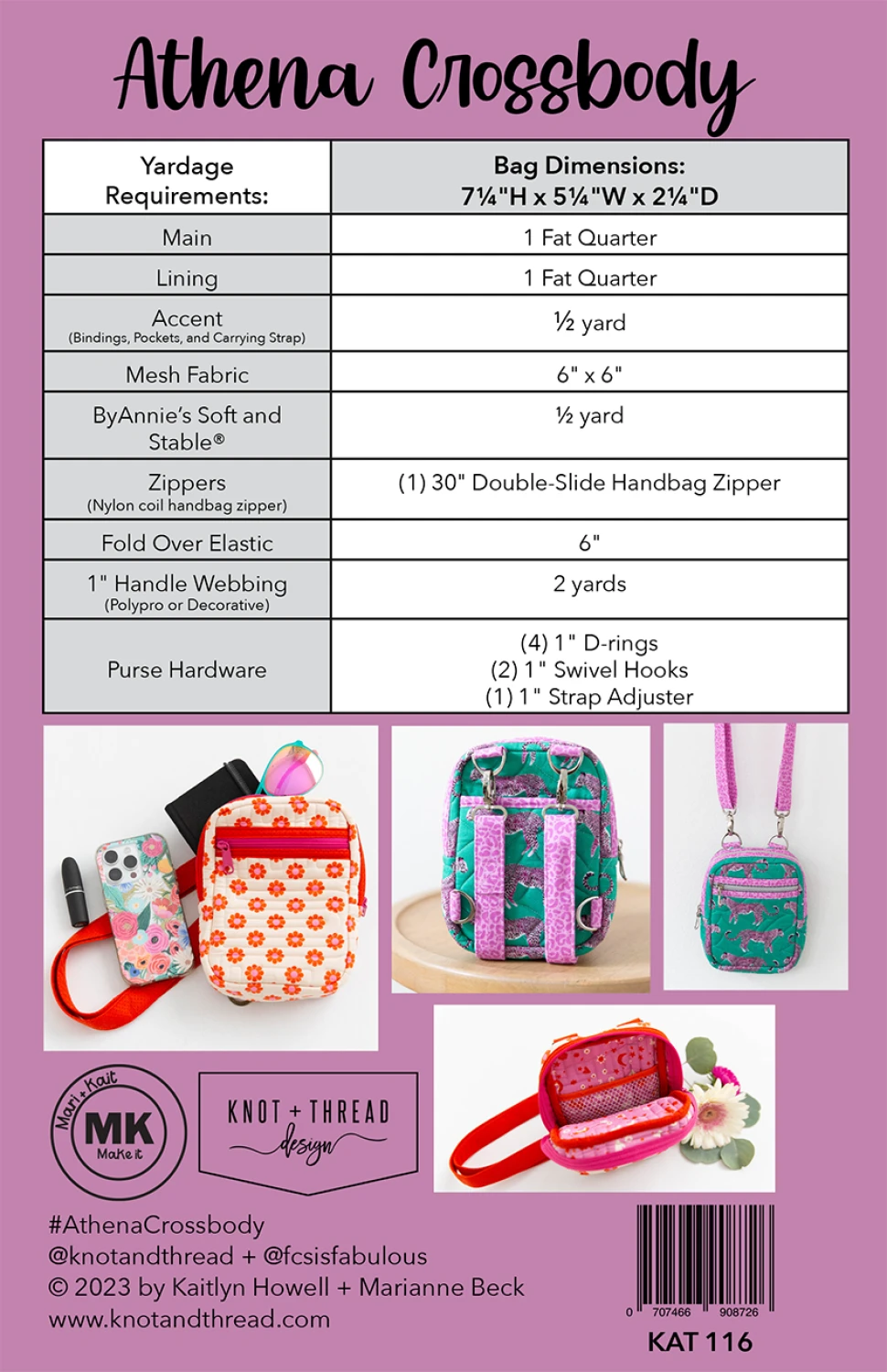 Athena Crossbody Quilt Pattern by Knot + Thread Designs - Paper Pattern