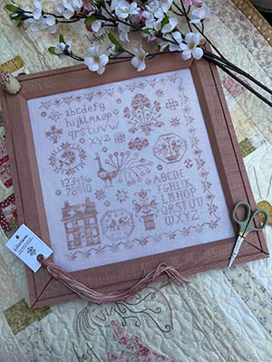Pink Peacock Sampler Cross Stitch by Pansy Patch Quilts and Stitchery  - Paper Pattern