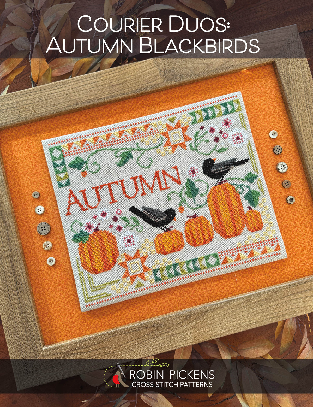 Pre-Order - Courier Duos: Autumn Blackbirds Cross Stitch by Robin Pickens - Paper Pattern