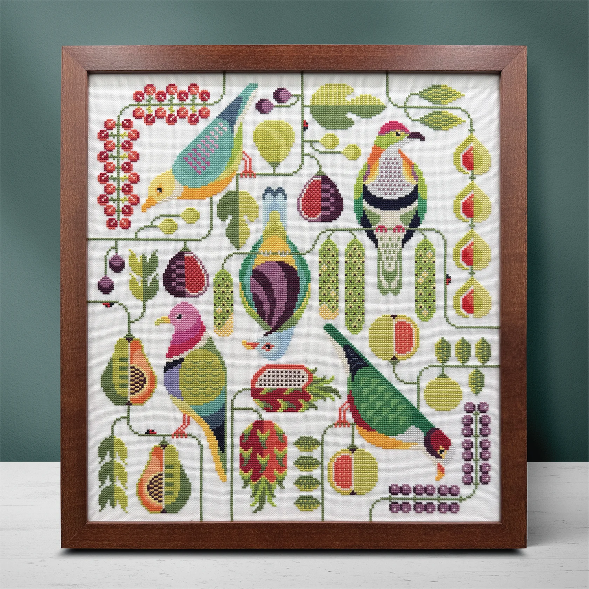 Fruit Dove Frenzy Cross Stitch by Boomerang Stitches - Paper Pattern