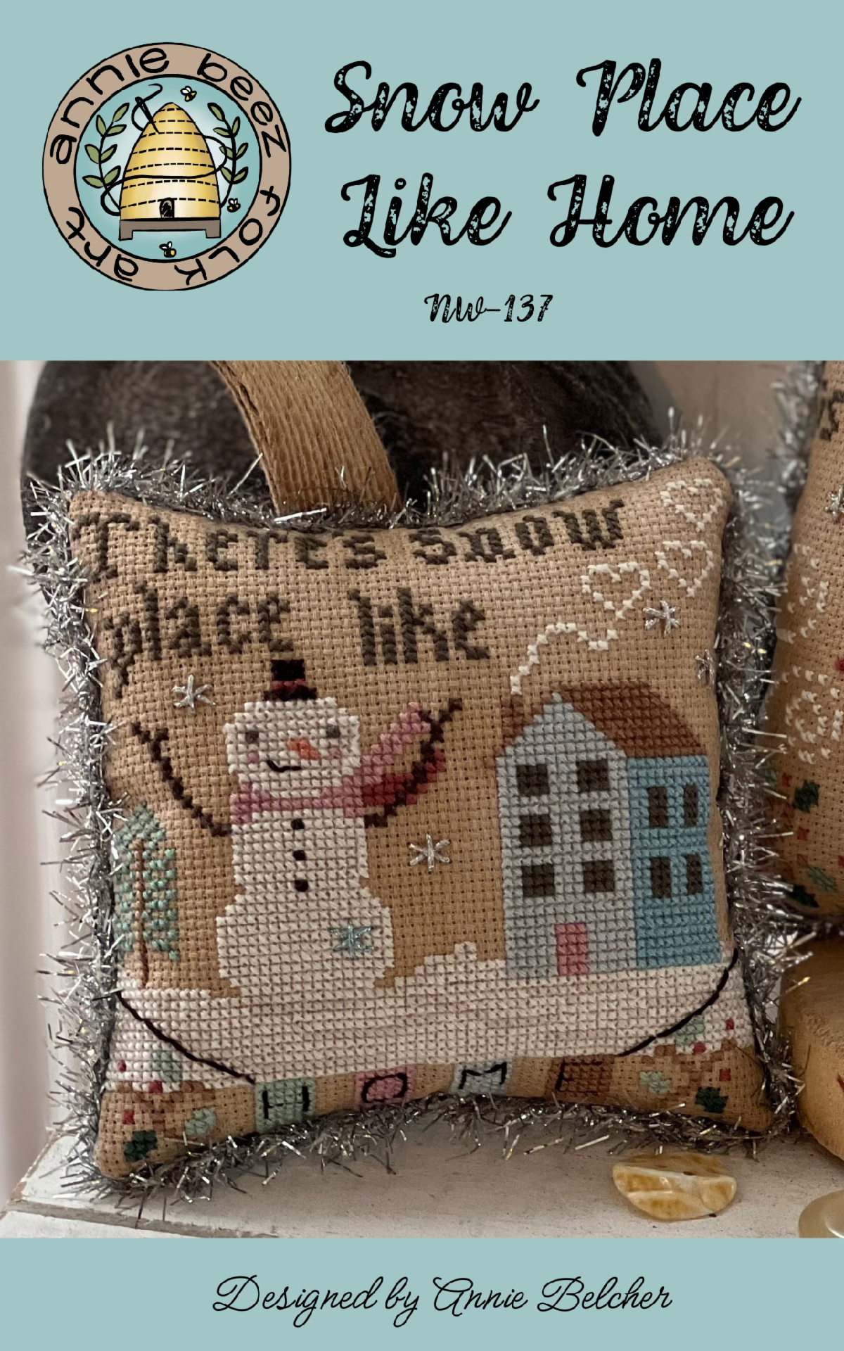 Snow Place Like Home Cross Stitch by Annie Beez Folk Art - Paper Pattern